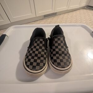 Vans Gray And Black Checkered Toddler Slip-On Shoes Size 7